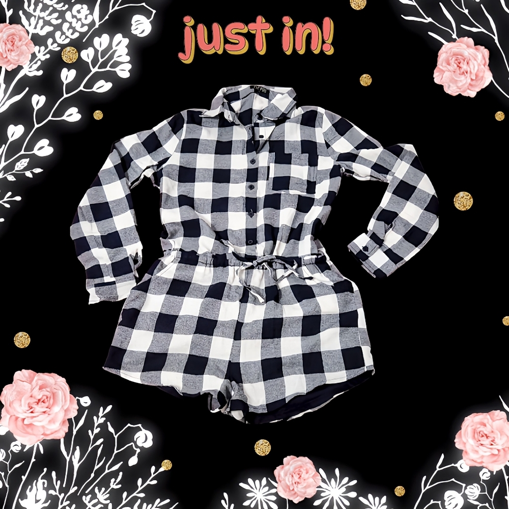 Depri Buffalo Plaid Romper • Cotton • Imitation Flannel •NWOT